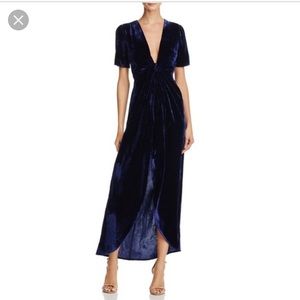 JOA blue velvet faux wrap cocktail dress small